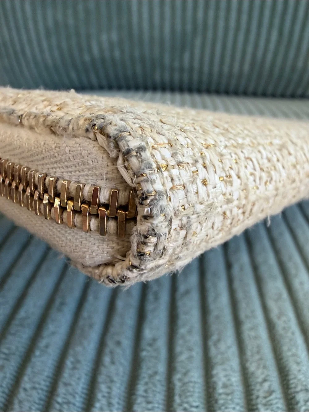 CHANEL Beige Tweed Zip Pouch and Wallet Set